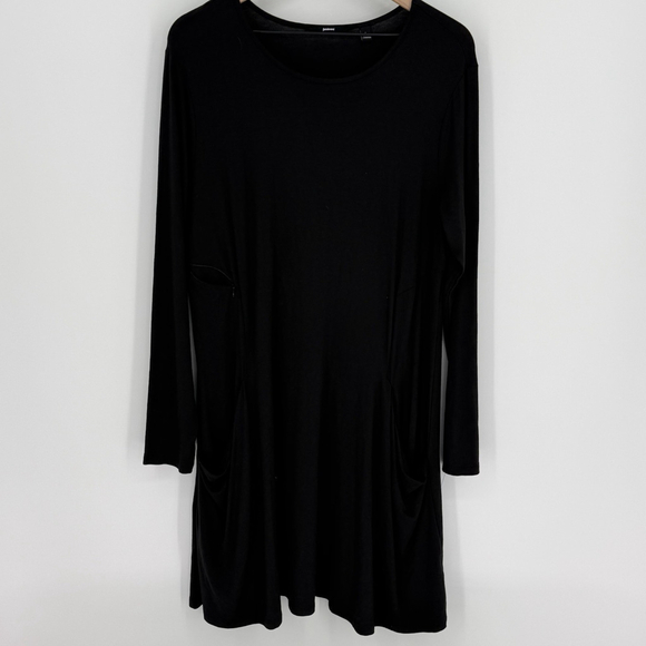 Betabrand Dresses & Skirts - Betabrand Silk Blend Jersey Above The Knee Long Sleeve Shift Dress Black Size L